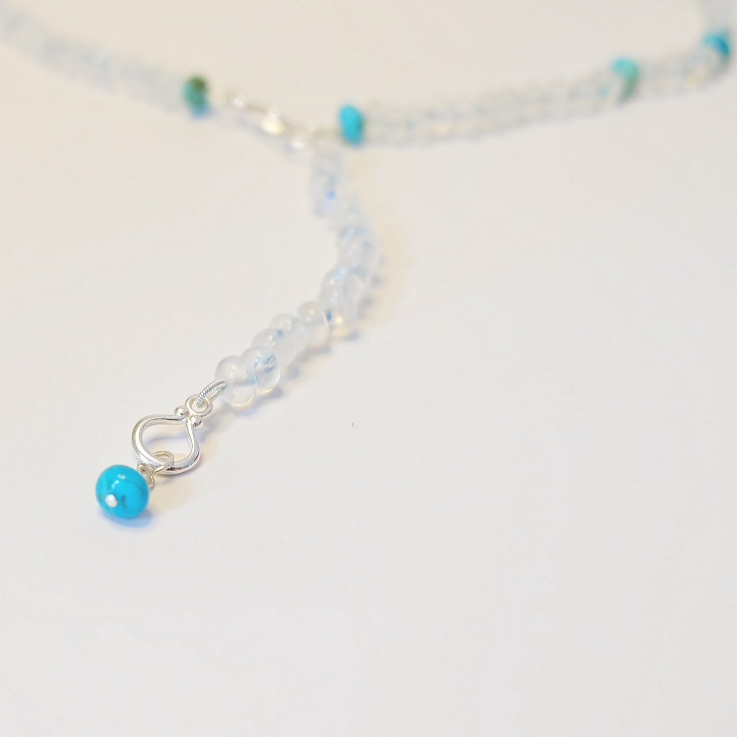 Rainbow Moonstone Turquoise Lariat Necklace