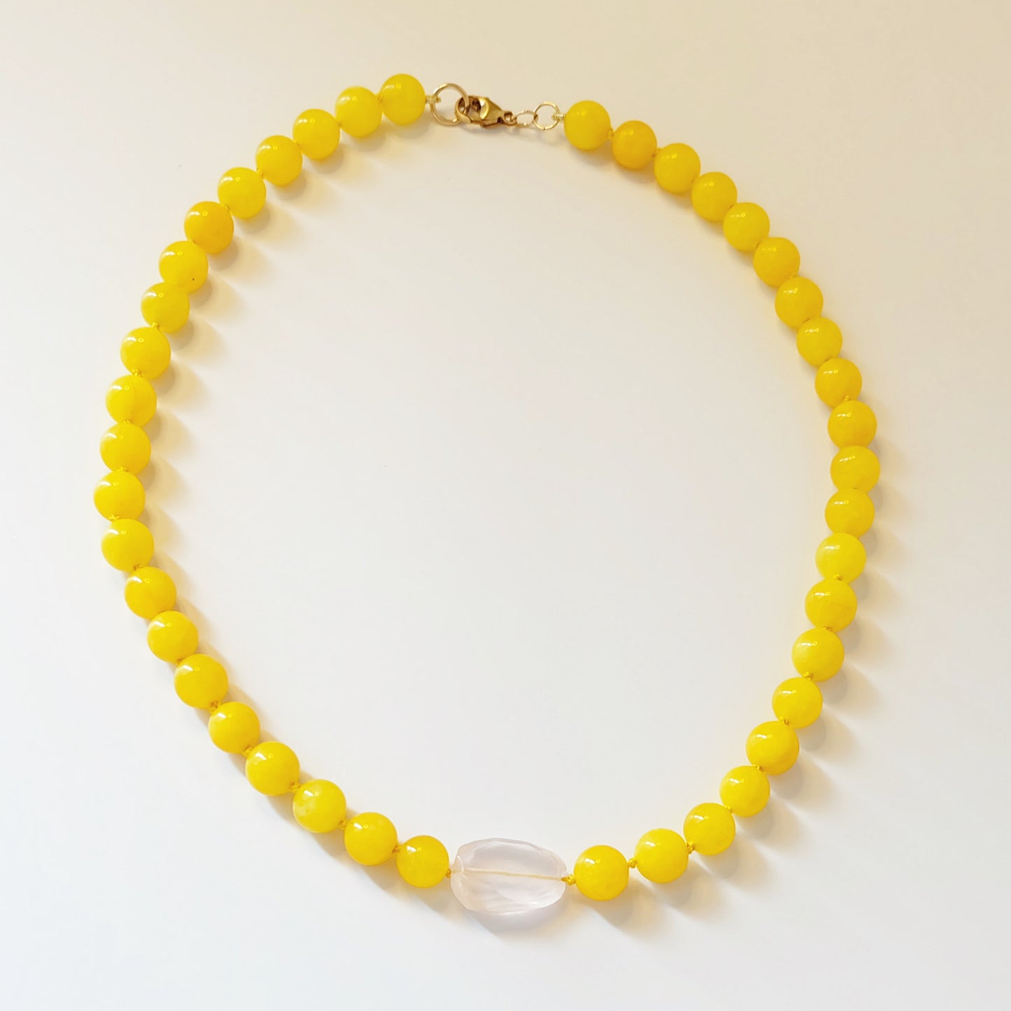 Rose Quartz Yellow Candy Necklace