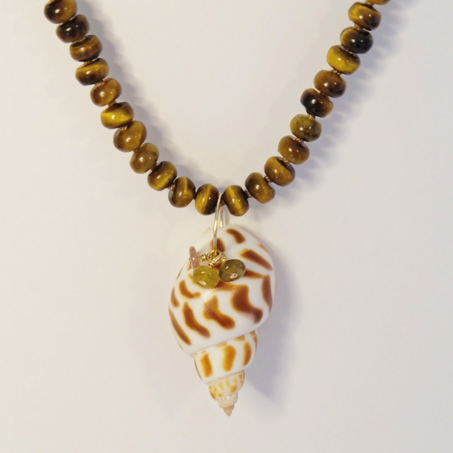 Seashell Necklace | Tiger's Eye & Tourmaline Necklace