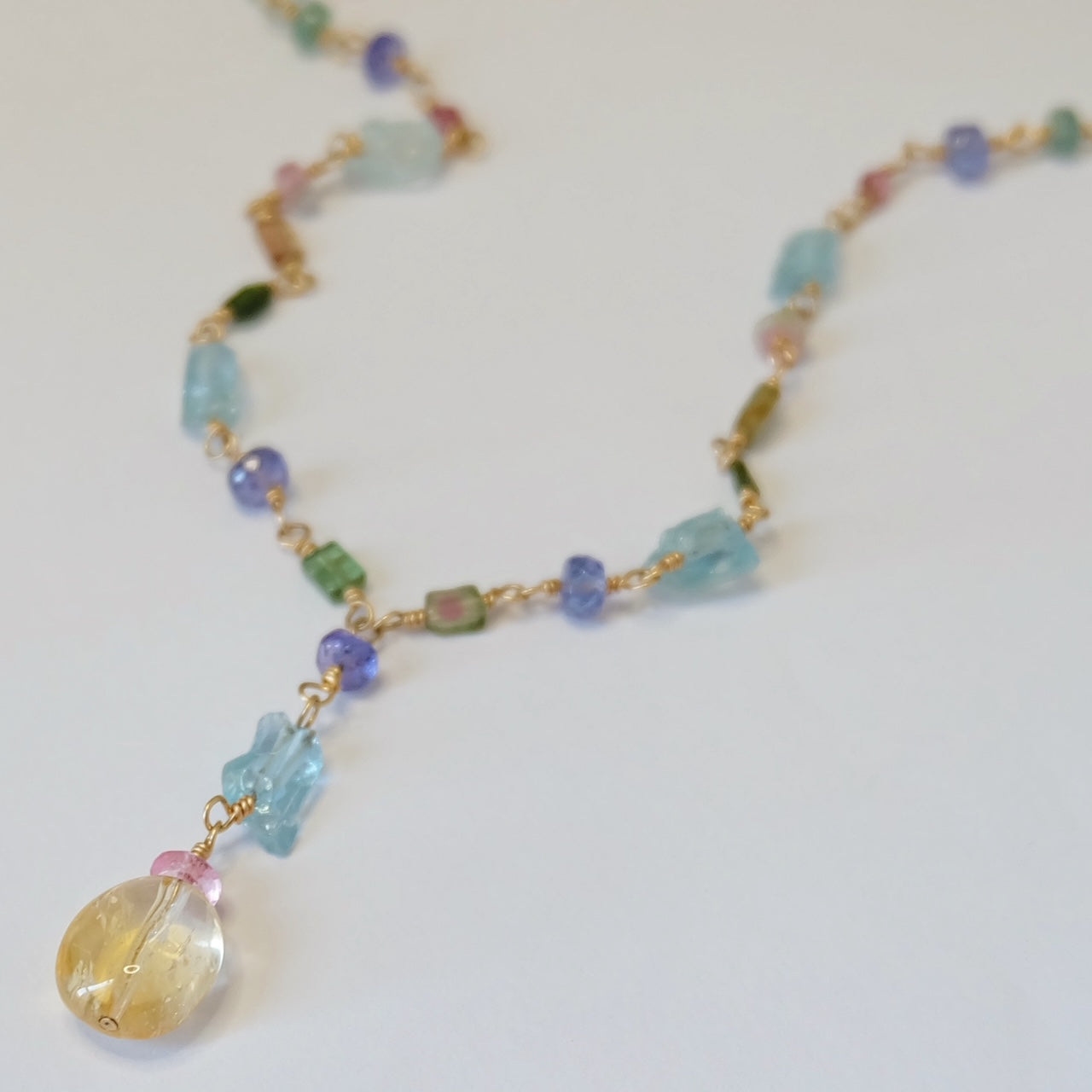 Lariat Necklace | Tanzanite & Aquamarine