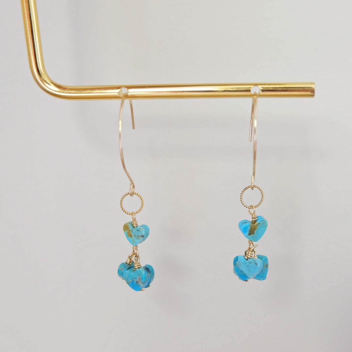 Turquoise Heart Dangle Drop Earrings