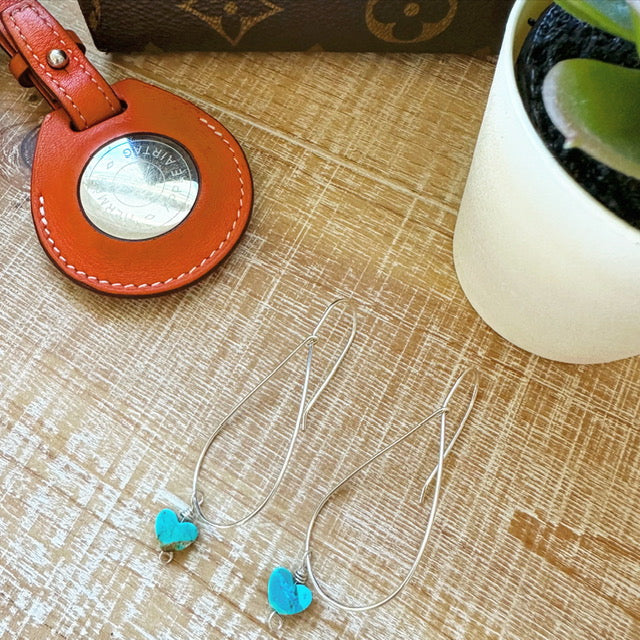 Turquoise Heart Earrings-Teardrop Earring