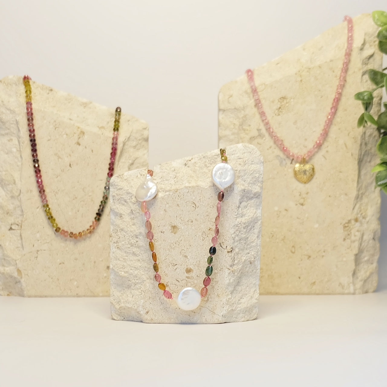 Watermelon Tourmaline Pearl Necklace