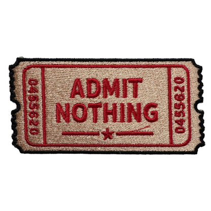 Admit Nothing vintage ticket stub embroidered iron-on patch