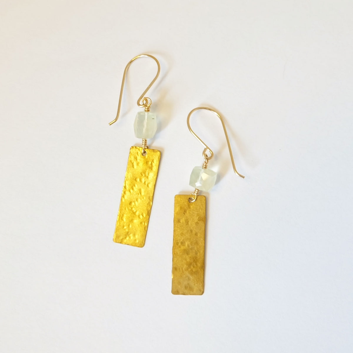 Ametrine hammered brass dangle earrings
