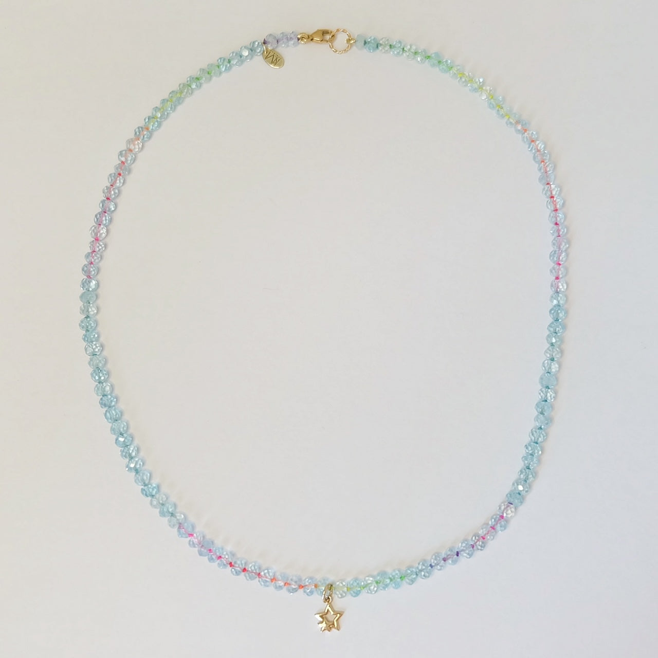 aquamarine beaded necklace gold