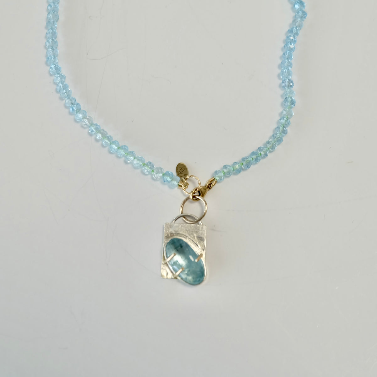 Aquamarine charm candy necklace in gift packaging