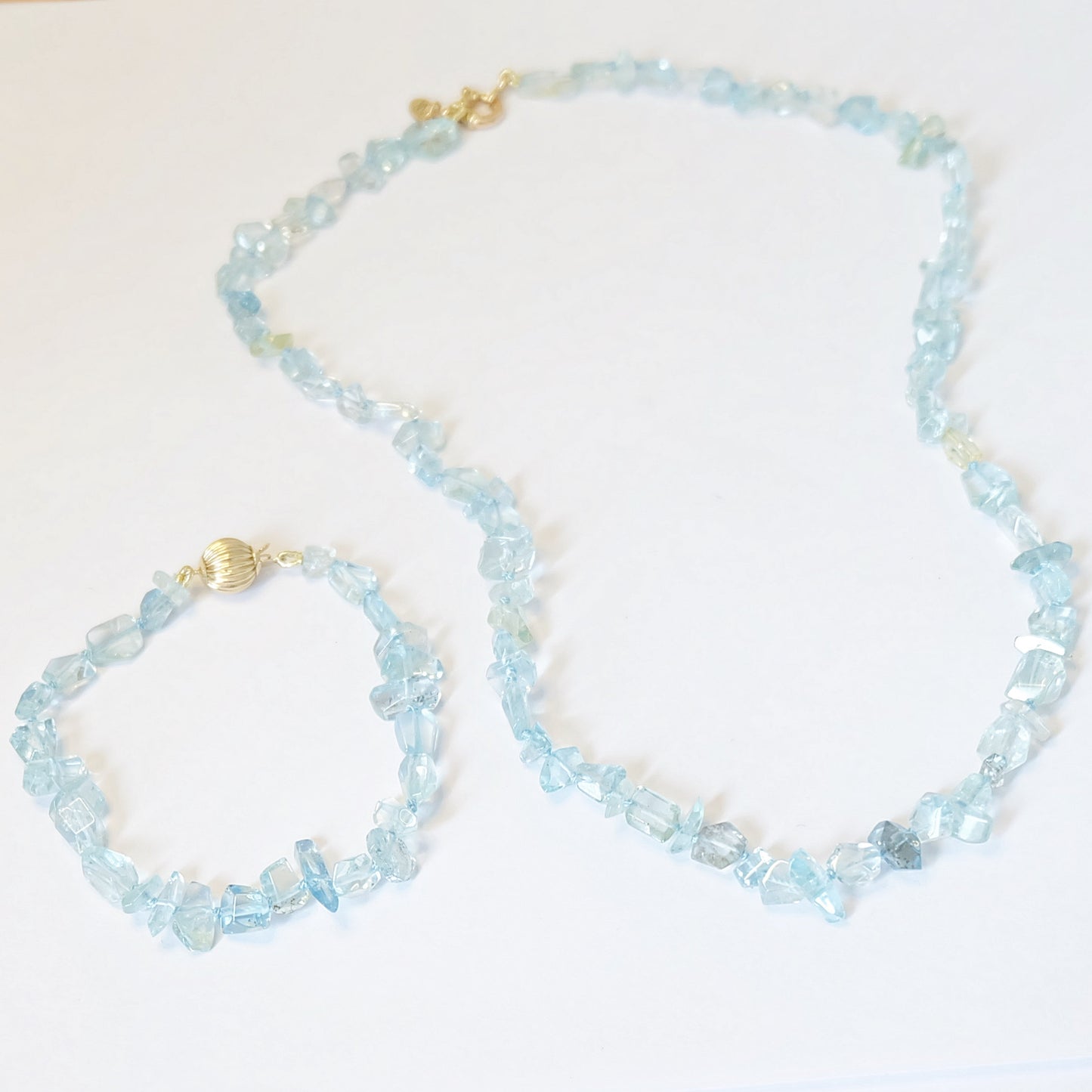 aquamarine tennis necklace 14k gold