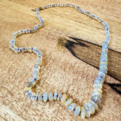 Close-up of Coober Pedy Australian opal beads with play of color
