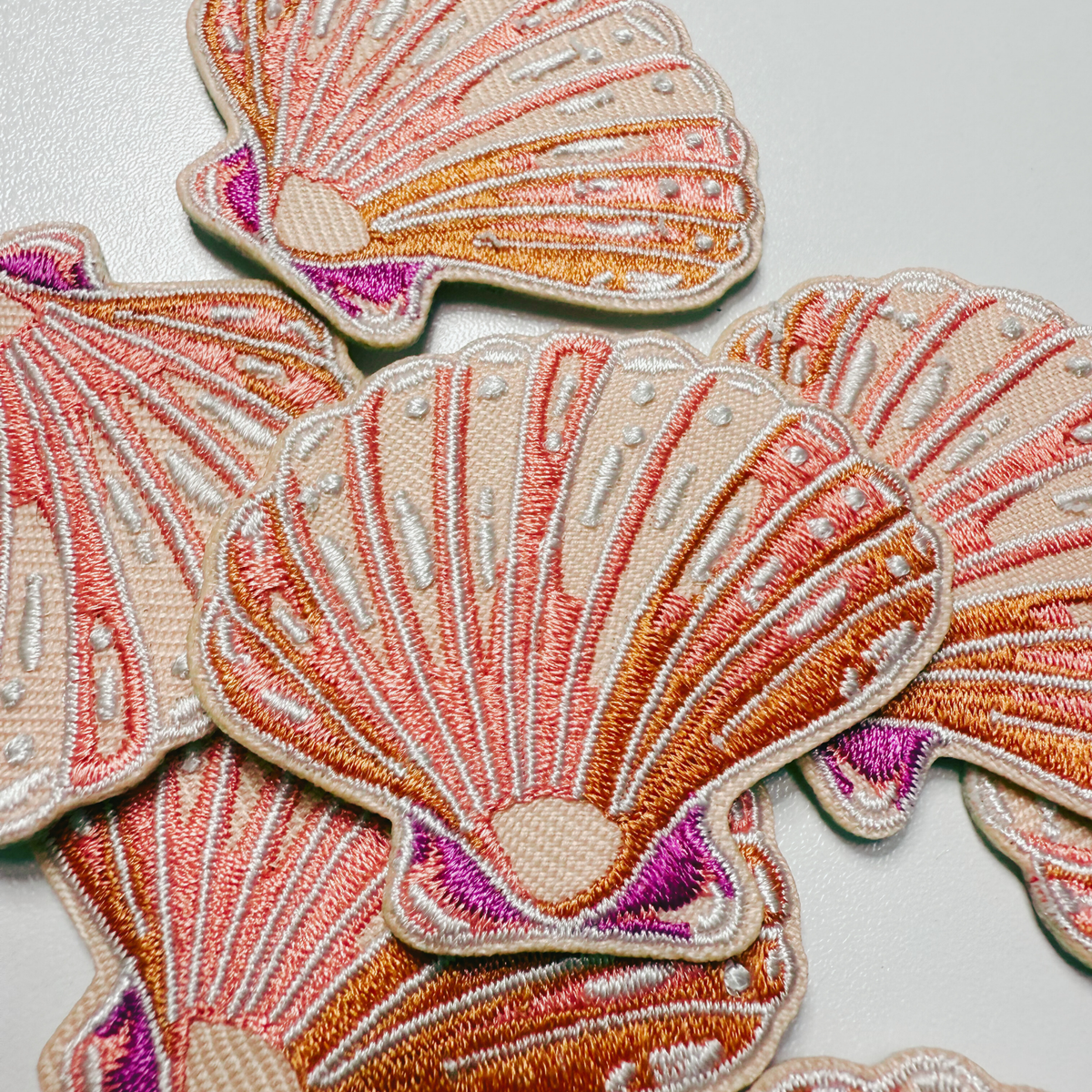 Seashell embroidered iron-on patch, view 4