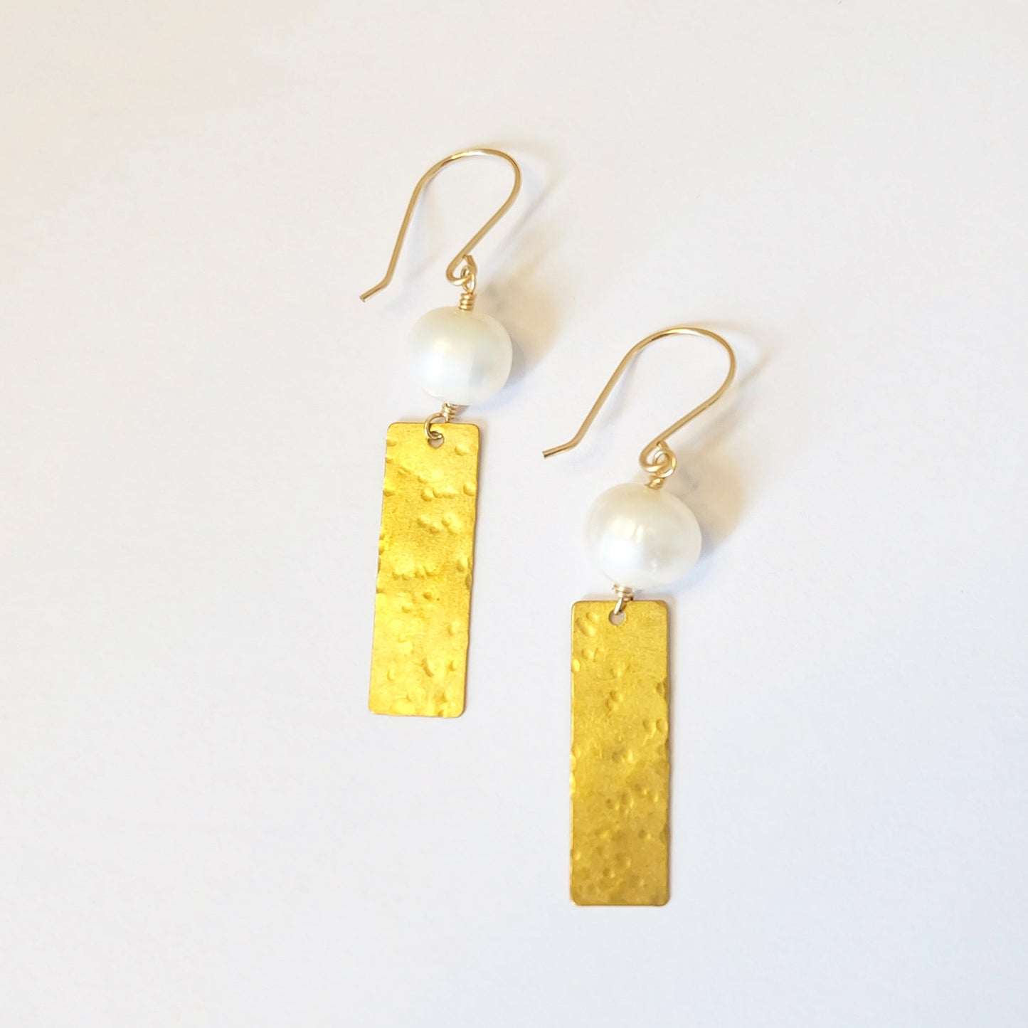  baroque pearl hammered brass earrings