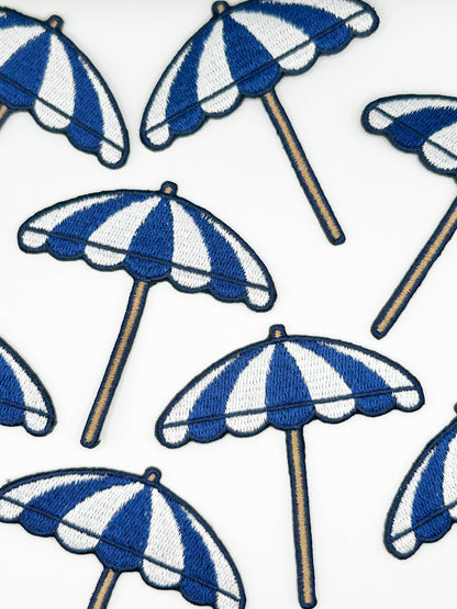 Beach umbrella embroidered iron-on patch, view 3