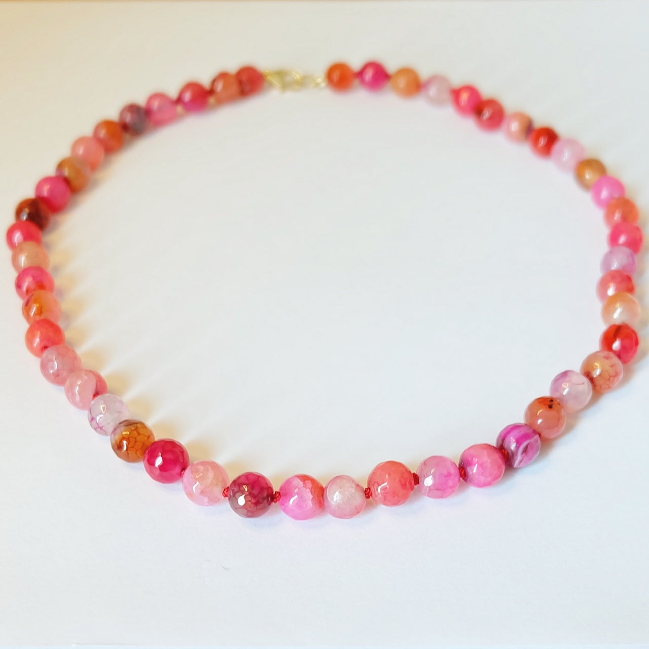 beaded red necklace gold