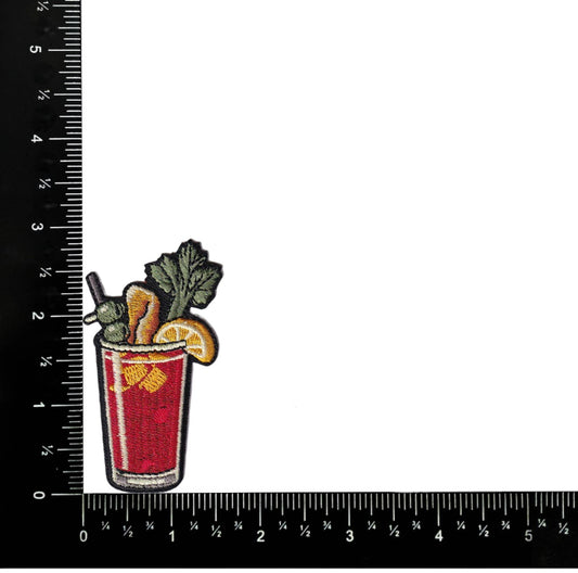 Bloody Mary patch with garnishes, 2.88 x 1.5 inches