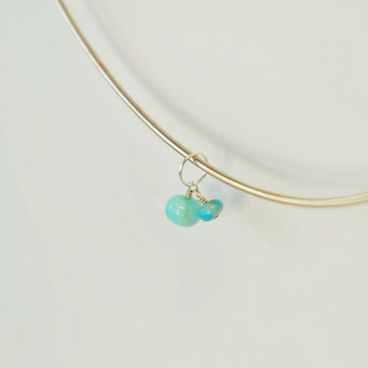 Blue opal and Kingman turquoise sterling silver charm