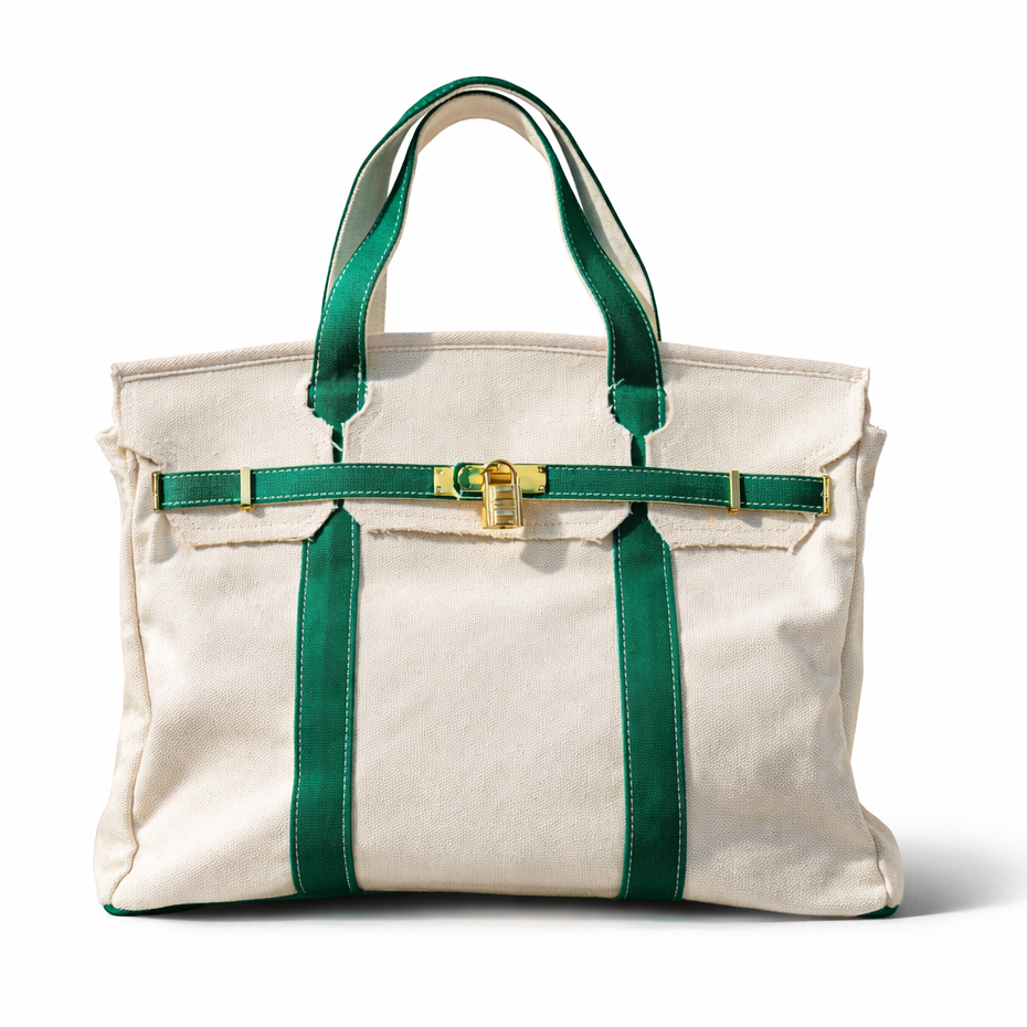 Boatkin bag with green trim