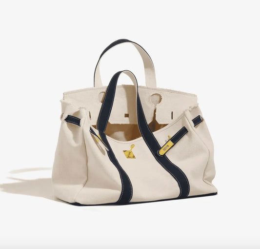 Open Boatkin bag with navy trim