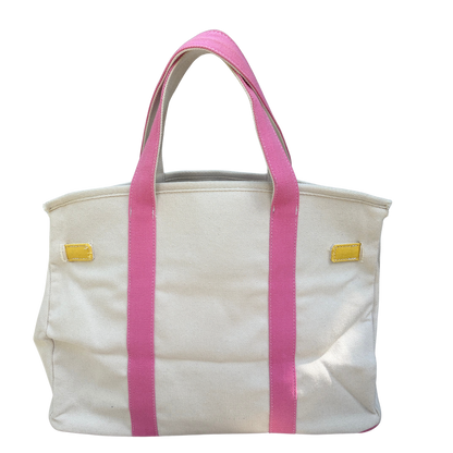 Back view of pink and yellow Boatkin.
