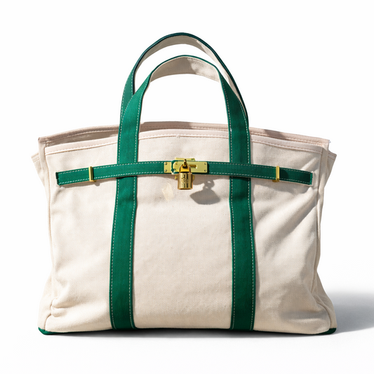 Boatkin tote with green trim