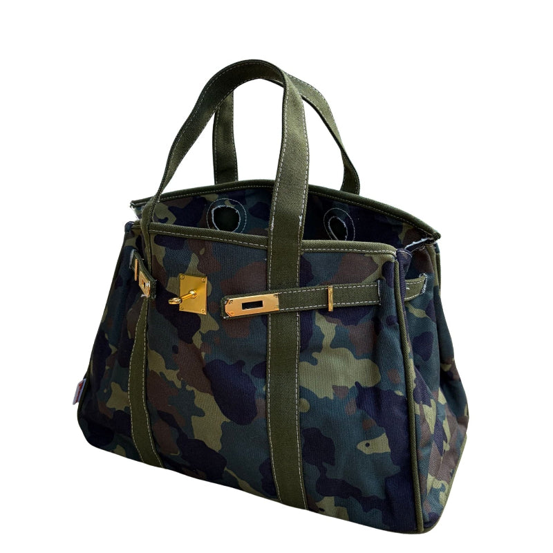 Camouflage Boatkin bag open on a white background