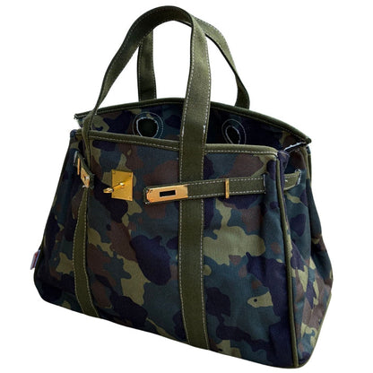Camouflage Boatkin bag open on a white background