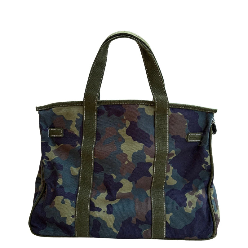 Camouflage Boatkin tote back on a white background.