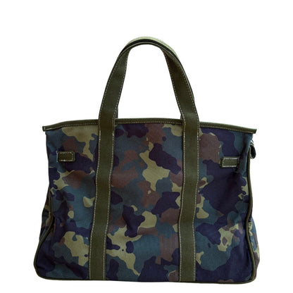Camouflage Boatkin tote back on a white background.