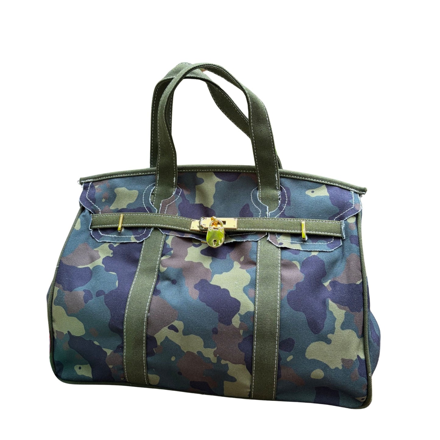 Camouflage Boatkin tote bag with lock and key 
