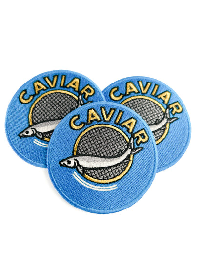 Caviar tin embroidered iron-on patch, view 5