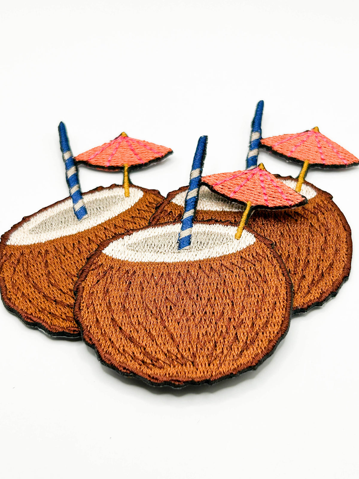 Tropical coconut patches with iron-on backing, iron or sew on