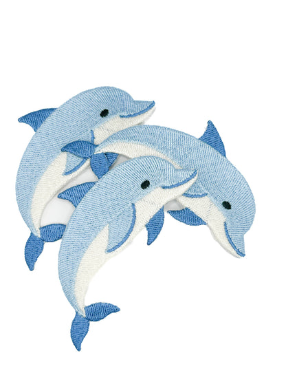 Dolphin embroidered iron-on patch, view 3