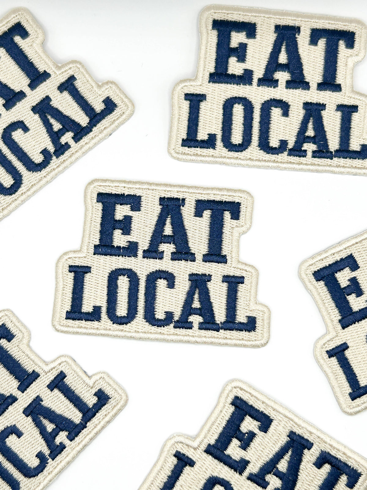 Eat Local embroidered iron-on patch, view 3