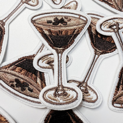 Espresso martini embroidered iron-on patch
