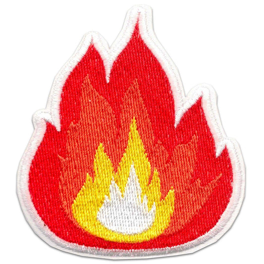 Fire flame embroidered iron on patch for denim jackets and hoodies