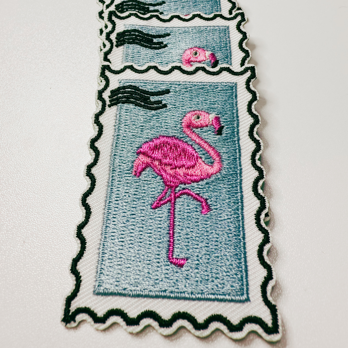 Flamingo embroidered iron-on patch, view 3