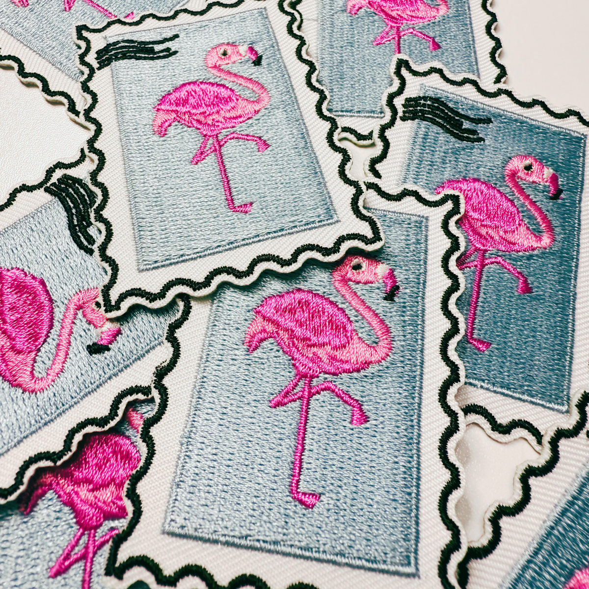 Flamingo embroidered iron-on patch, view 5