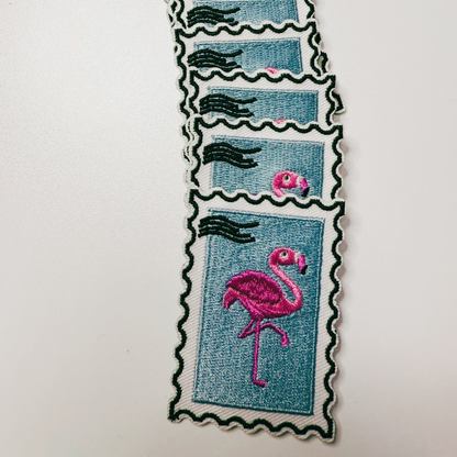 Flamingo embroidered iron-on patch, view 6