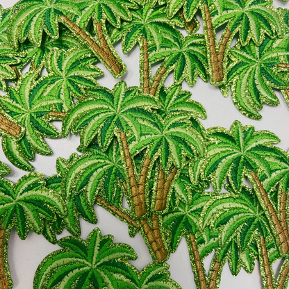 Sparkly palm tree iron-on patch for beach totes and Key West souvenirs