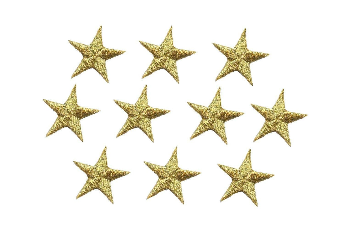 Metallic gold star embroidered iron-on patch