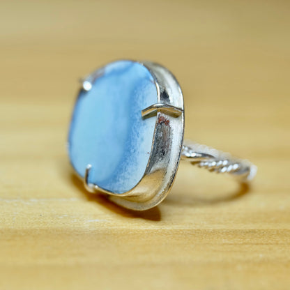 Close-up of Golden Hills turquoise showing lavender-blue color and cocoa matrix
