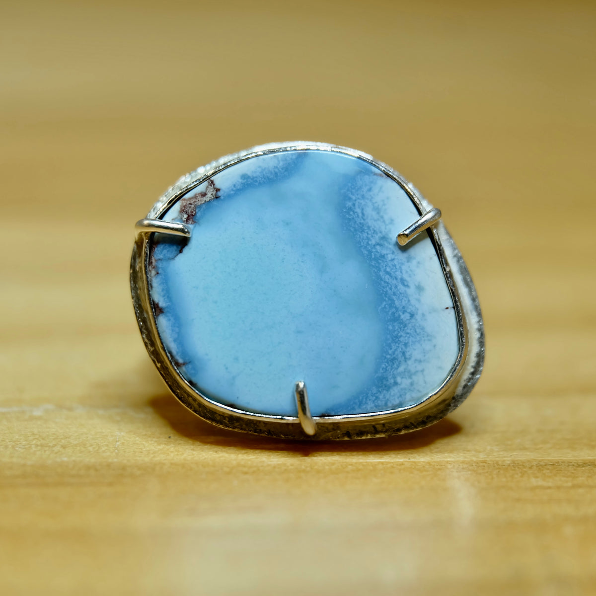 Golden Hills lavender turquoise ring in sterling silver with a braided band