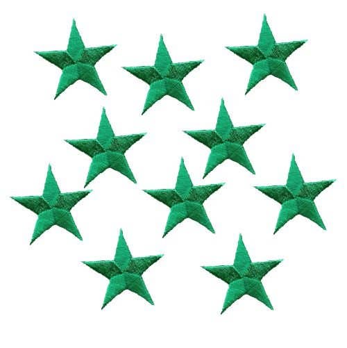 Small green star embroidered iron-on patch