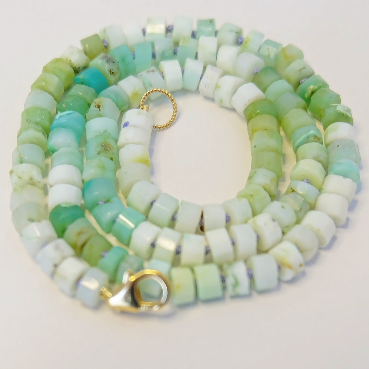 green opal heishi necklace