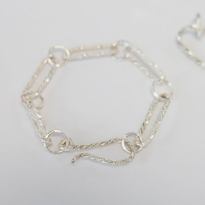 Handmade sterling silver paperclip bracelet with elongated links
