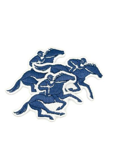Horse racing embroidered iron-on patch, view 3