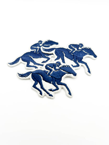 Horse racing embroidered iron-on patch, view 5