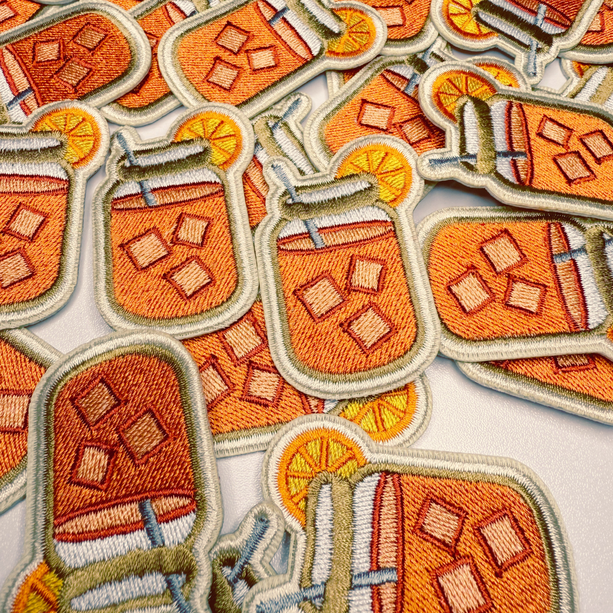 Iced tea mason jar patch for tote bags and hats
