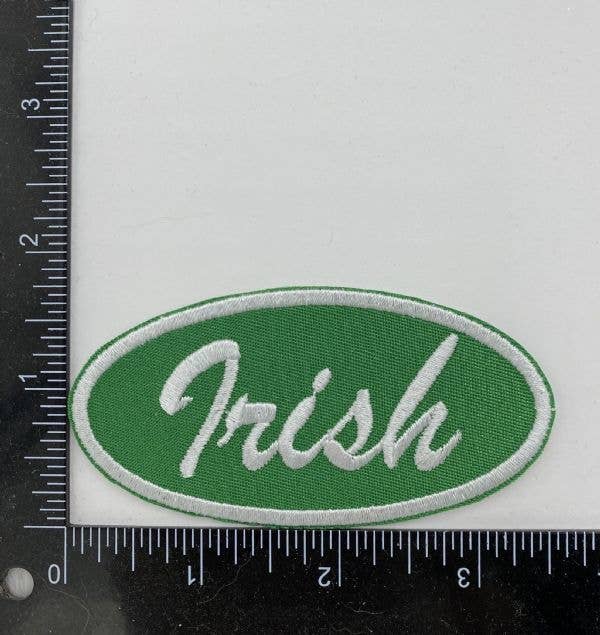 Irish oval embroidered iron-on patch, view 2