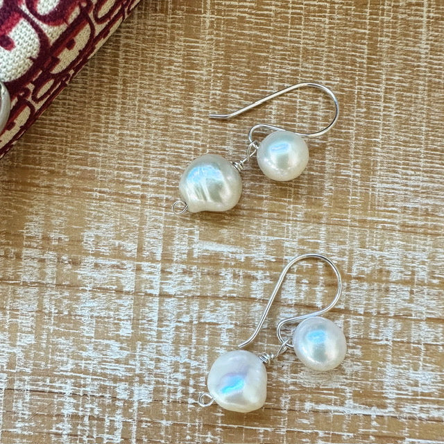 Keshi pearl drop earrings for a wedding or bridal look