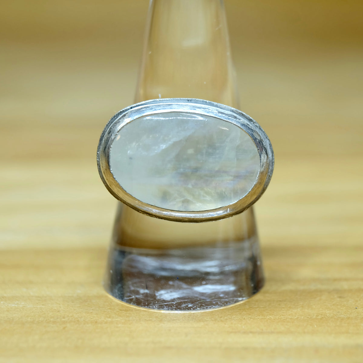 One-of-a-kind large oval rainbow moonstone statement ring, 23 x 15.5 mm stone
